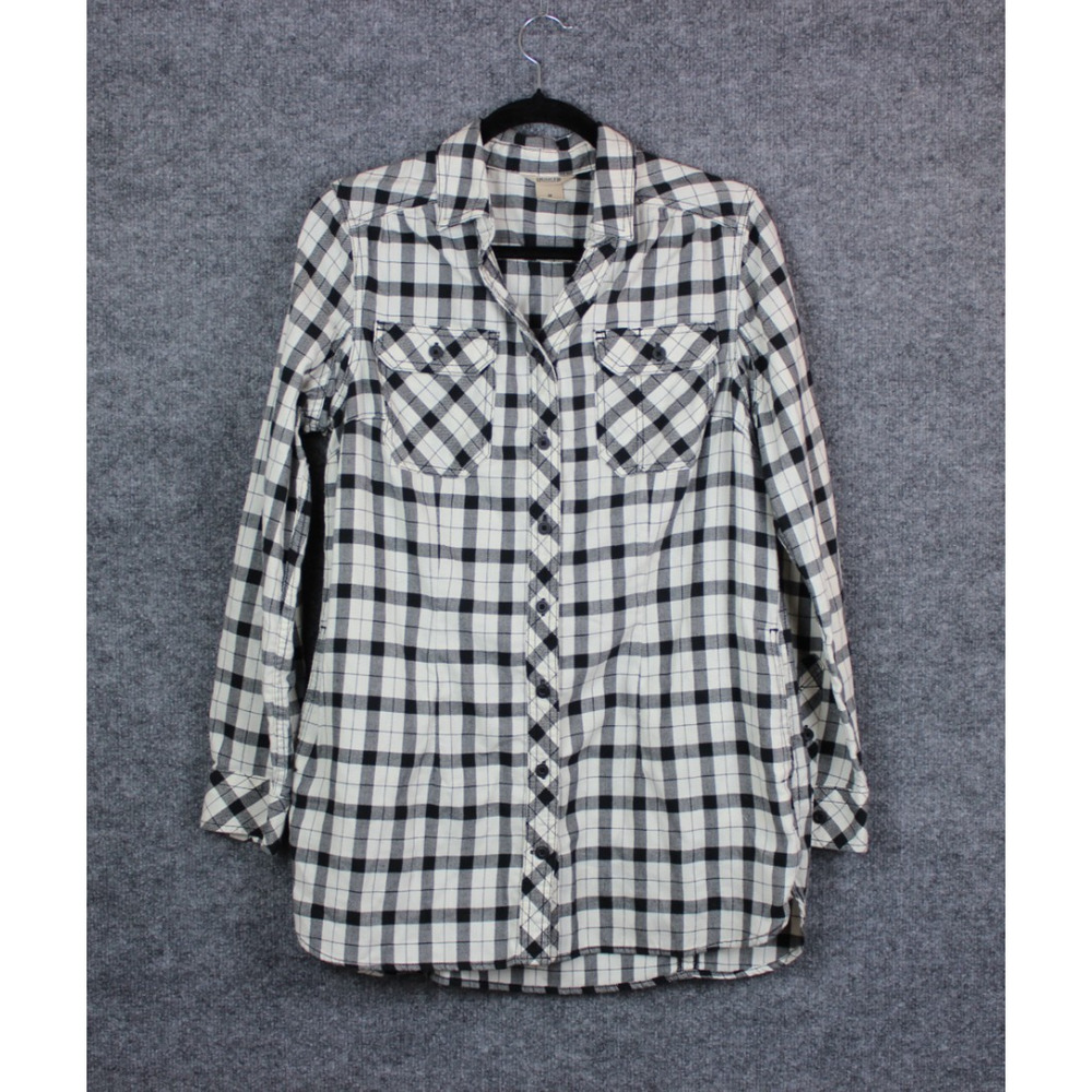 Duluth Trading Co. Shirt Dress Women M Black and White Plaid W Pockets Gorpcore
